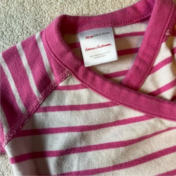 Hanna Andersson 6-12 months Pink White Striped Onesie, long sleeve - Picture 2 of 2